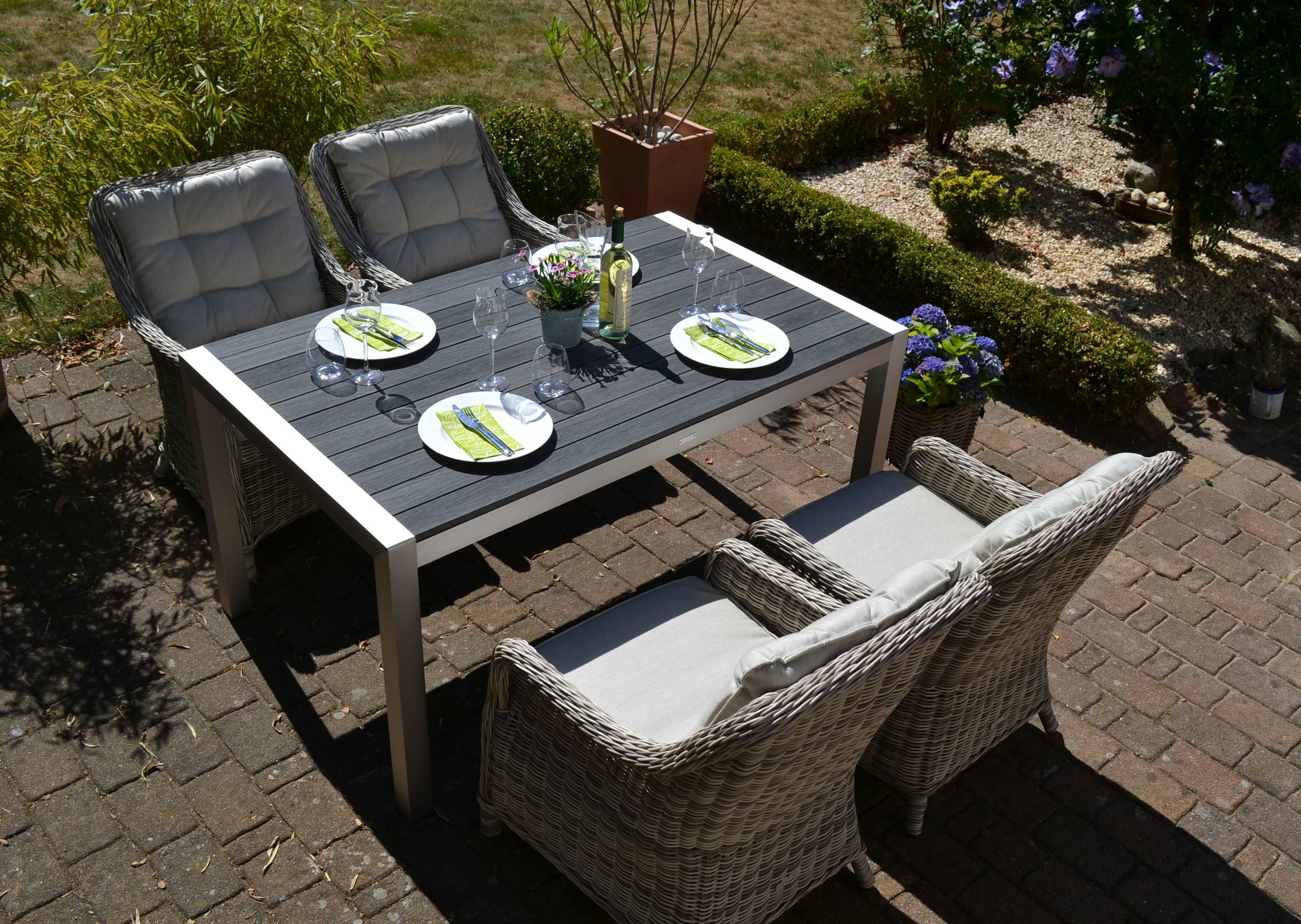 DSC_0964rq5hDGucpuogO Sitzgruppe Miami 150x90cm mit 4 Sesseln Como grau Polster beige 15705