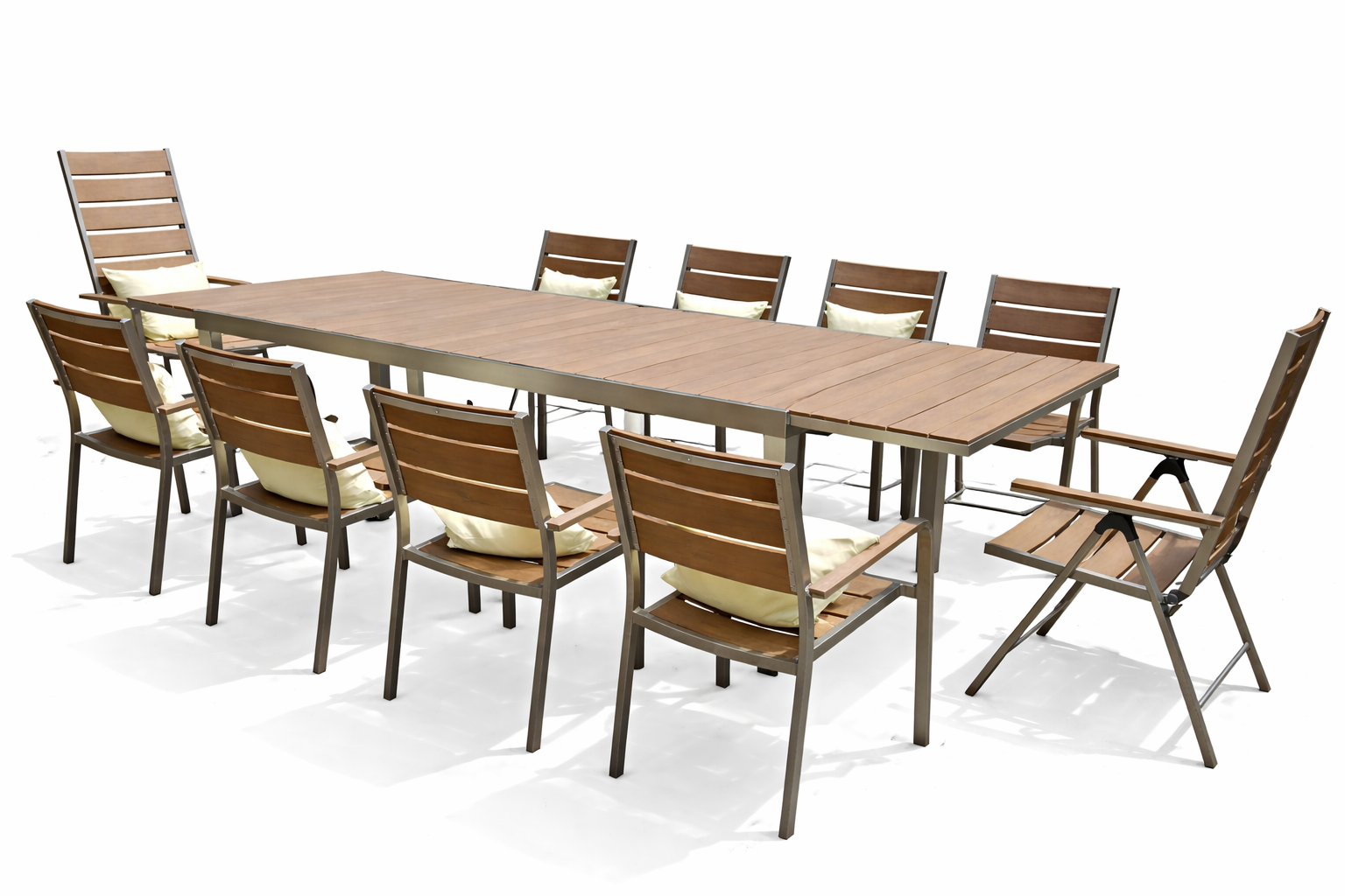 ausziehbarer Gartentisch Orlando im Edelstahl/Teak Look 180/270cmx100cm