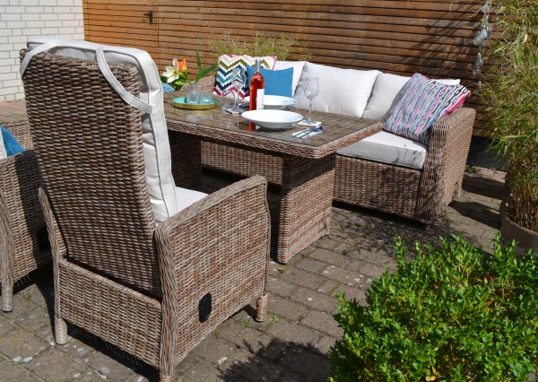 Vila Dining Lounge Gotland (3Sitzer Sofa + 2 Sessel mit Liegefunktion