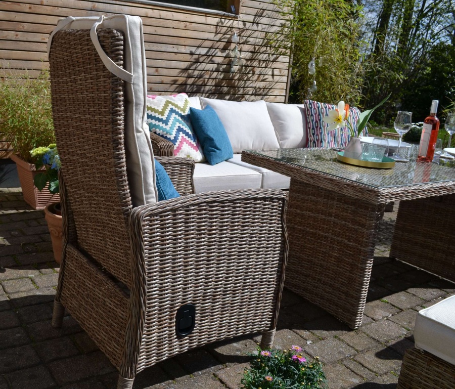 Vila Dining Lounge Gotland (3Sitzer Sofa + 2 Sessel mit Liegefunktion