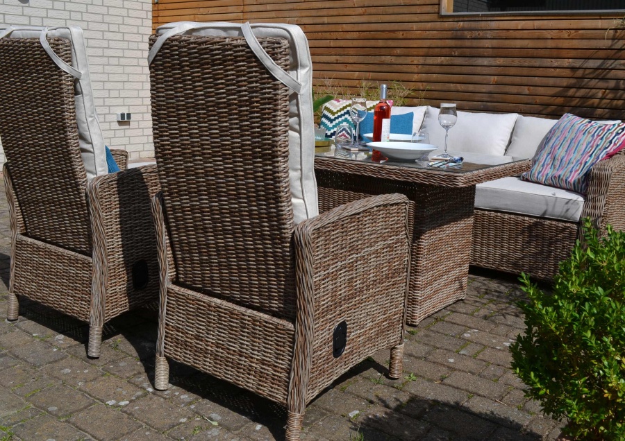 Vila Dining Lounge Gotland (3Sitzer Sofa + 2 Sessel mit Liegefunktion