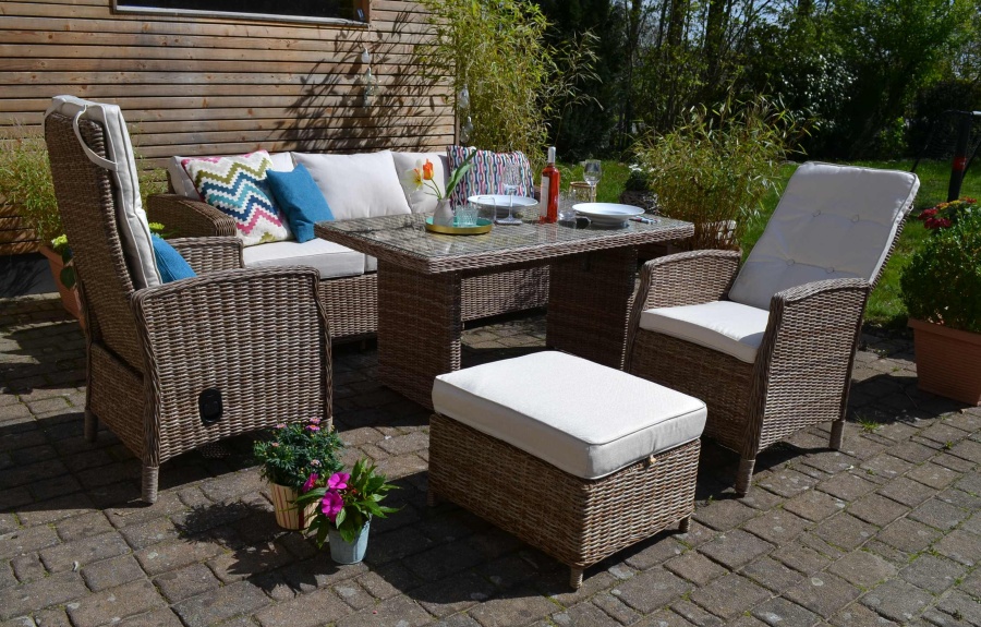 Vila Dining Lounge Gotland (3Sitzer Sofa + 2 Sessel mit Liegefunktion