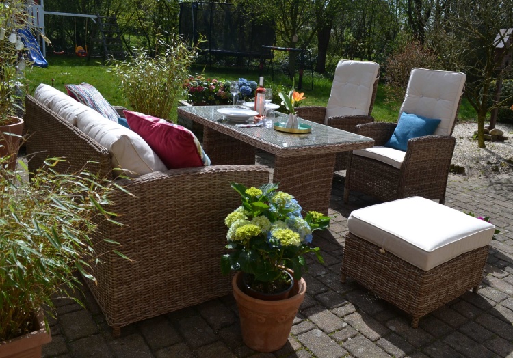 Bica Diningset 3-tlg. Lido - 2 Sessel Mit Kissen & Tisch Dallas In Graphite, Wetterfest